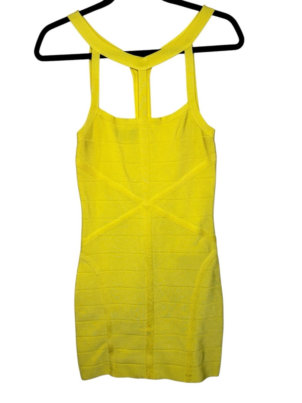 Y2K Bebe Yellow Bandage Dress Size Small Club Party Bodycon